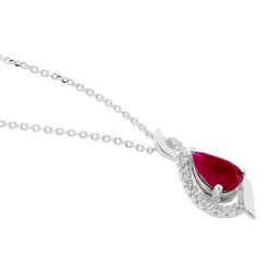 Collier Angelika Or Blanc Rubis Et Diamant