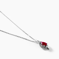 Collier Angelika Or Blanc Rubis Et Diamant