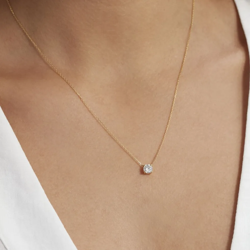 Collier Aphrodite Or Jaune Diamant Synthetique