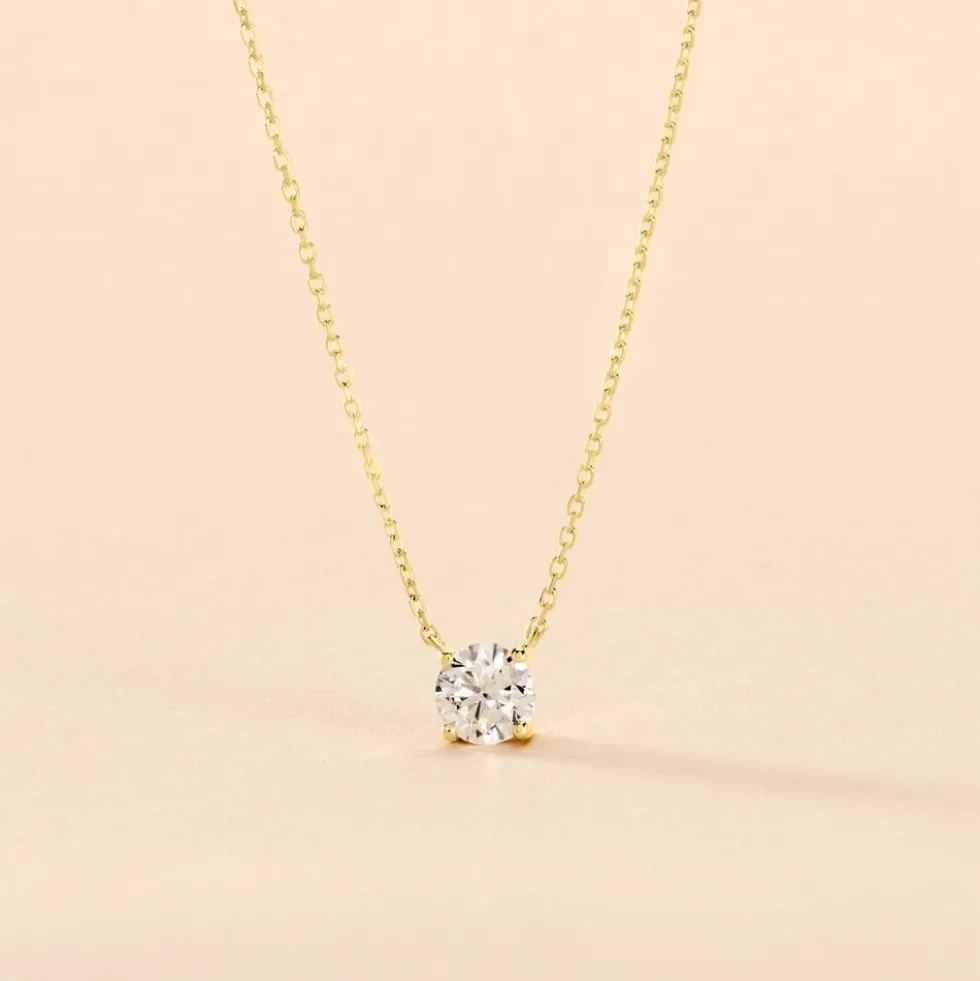 Collier Aphrodite Or Jaune Diamant Synthetique
