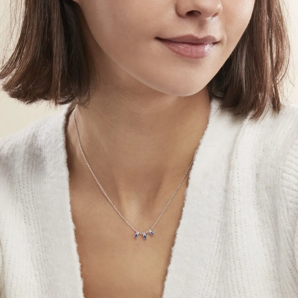 Collier Argent Blanc Augusts Oxydes De Zirconium