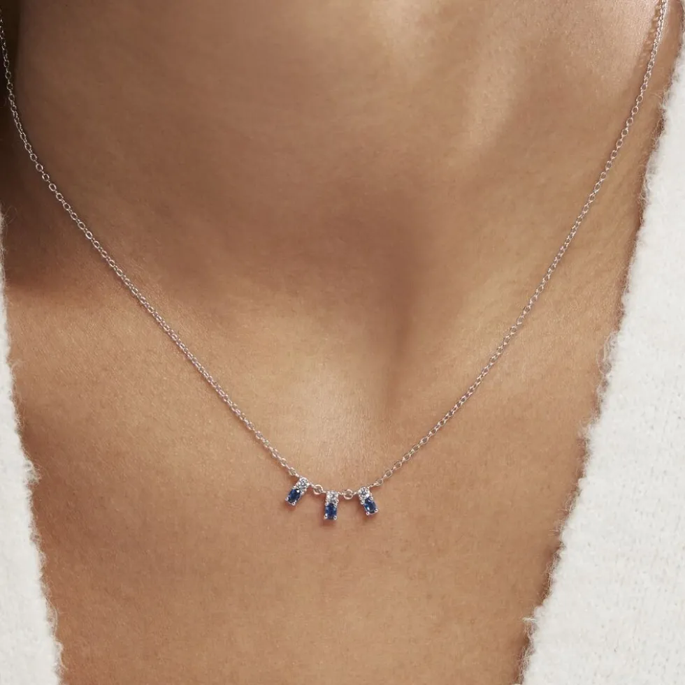 Collier Argent Blanc Augusts Oxydes De Zirconium