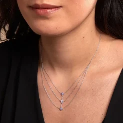 Collier Argent Blanc Blossom Oxyde De Zirconium