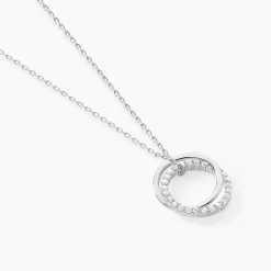 Collier Argent Blanc Circus Oxyde De Zirconium Maille