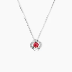 Collier Argent Blanc Clover Verre Oxydes De Zirconium