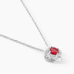 Collier Argent Blanc Clover Verre Oxydes De Zirconium