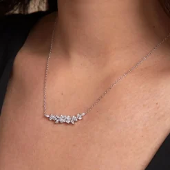 Collier Argent Blanc Precieux Flocon Oxyde De Zirconium