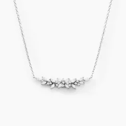 Collier Argent Blanc Precieux Flocon Oxyde De Zirconium