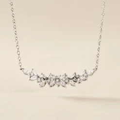 Collier Argent Blanc Precieux Flocon Oxyde De Zirconium
