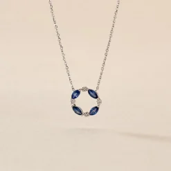 Collier Arlina Or Blanc Saphir Et Diamant
