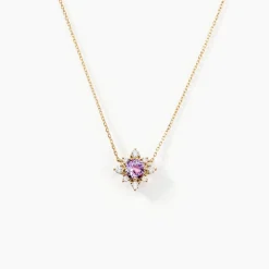Collier Astrithr Or Jaune Améthyste Oxyde De Zirconium
