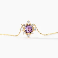 Collier Astrithr Or Jaune Améthyste Oxyde De Zirconium