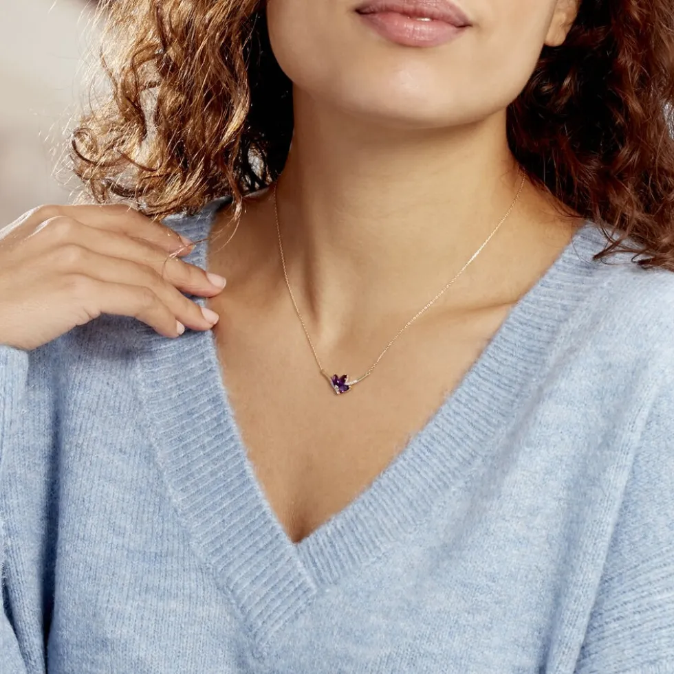 Collier Augustina Or Jaune Amethyste Oxyde De Zirconium