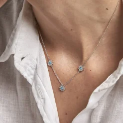 Collier Aurel Argent Blanc Turquoise Oxyde De Zirconium