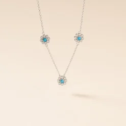 Collier Aurel Argent Blanc Turquoise Oxyde De Zirconium