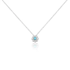 Collier Aurel Argent Blanc Turquoise Oxyde De Zirconium