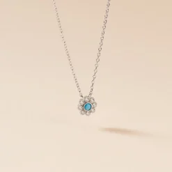 Collier Aurel Argent Blanc Turquoise Oxyde De Zirconium