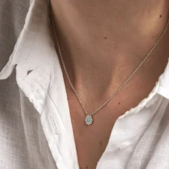 Collier Aurel Argent Blanc Turquoise Oxyde De Zirconium