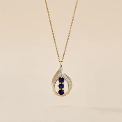 Collier Aurora Or Jaune Saphir Et Diamant