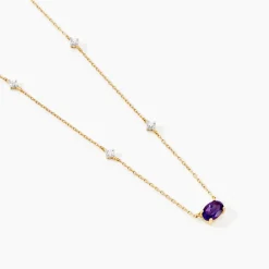 Collier Ayomide Or Jaune Améthyste Oxyde De Zirconium