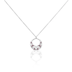 Collier Azalea Argent Blanc Email Rose