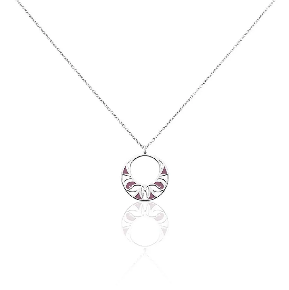 Collier Azalea Argent Blanc Email Rose