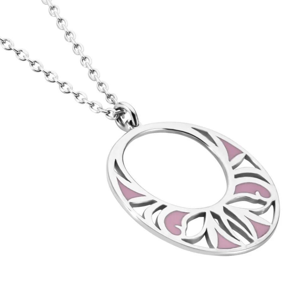 Collier Azalea Argent Blanc Email Rose