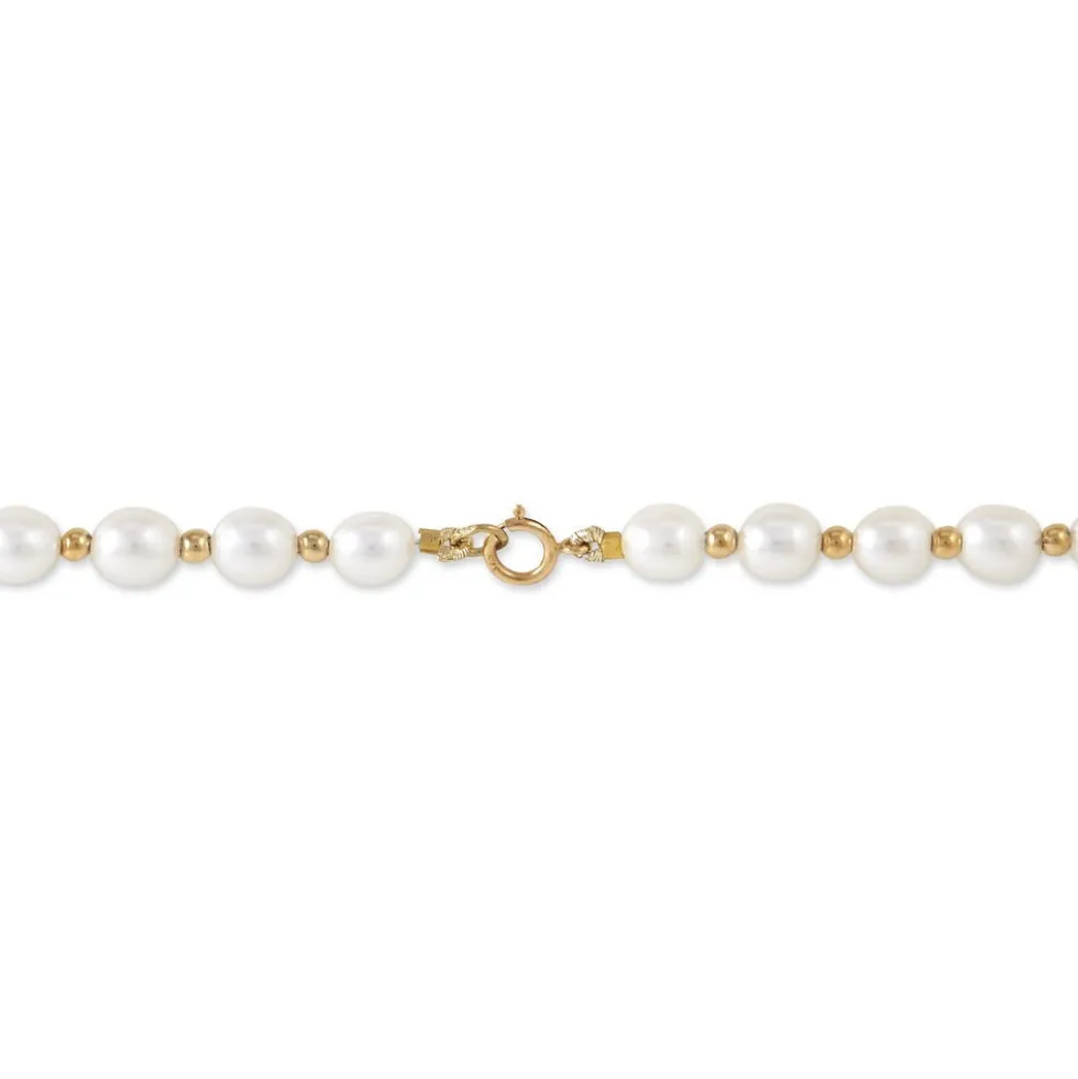 Collier Billes Or Jaune Perle De Culture