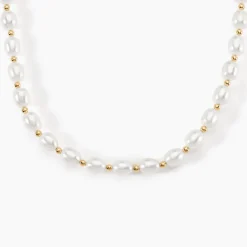 Collier Billes Or Jaune Perle De Culture
