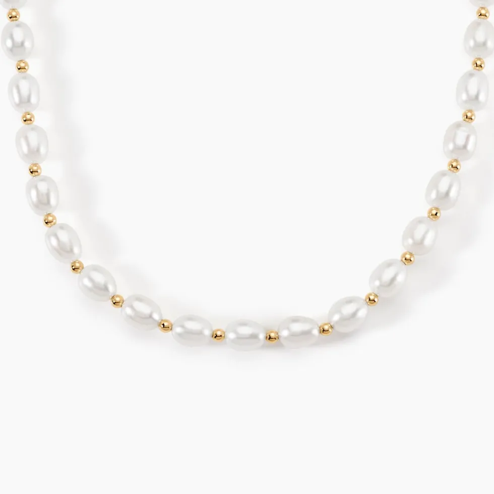 Collier Billes Or Jaune Perle De Culture