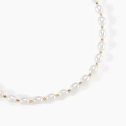 Collier Billes Or Jaune Perle De Culture