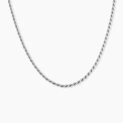 Collier Cacilda Maille Corde Argent Blanc