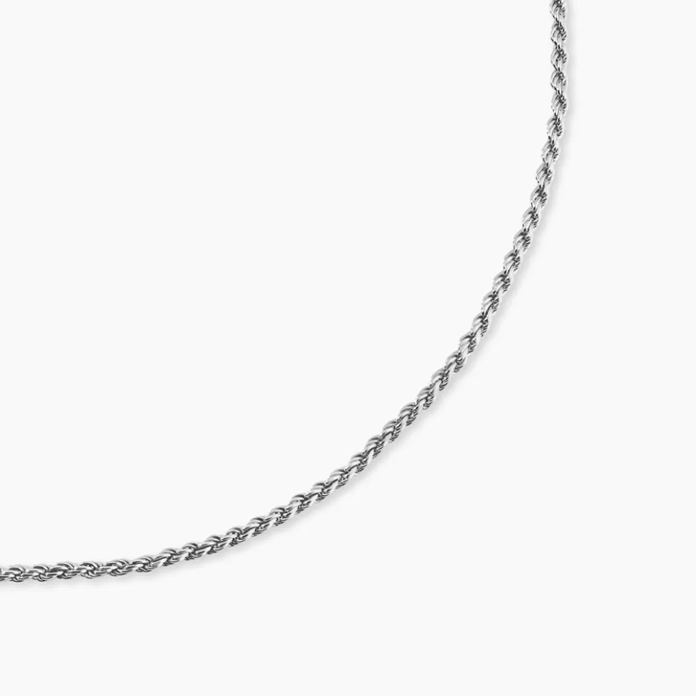 Collier Cacilda Maille Corde Argent Blanc
