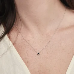 Collier Cadell Argent Blanc Oxyde De Zirconium Noir