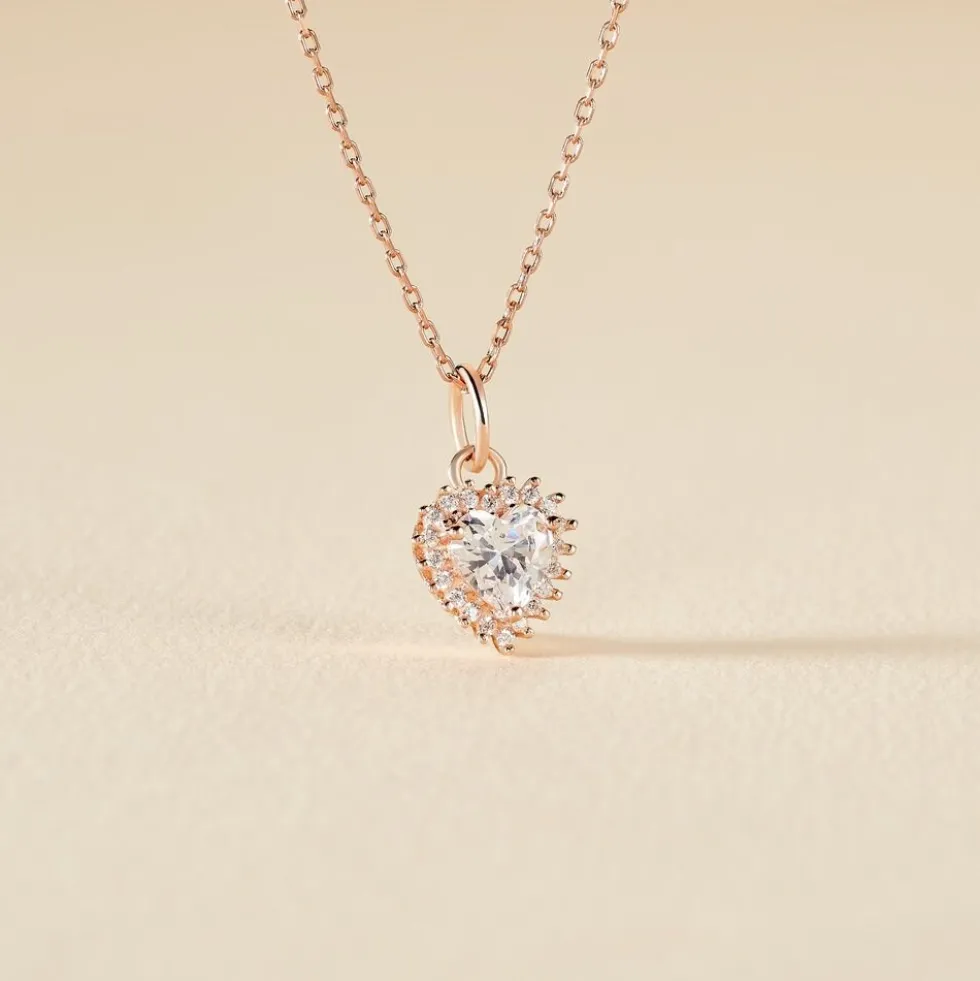 Collier Calvi Argent Rose Oxyde De Zirconium