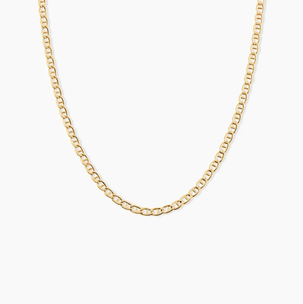 Collier Capucin Or Jaune Maille Marine Plate