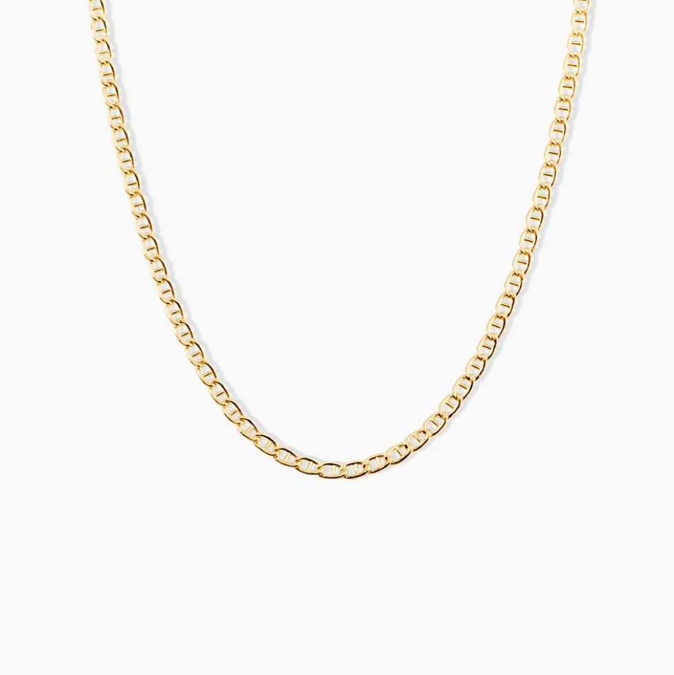 Collier Capucin Or Jaune Maille Marine Plate