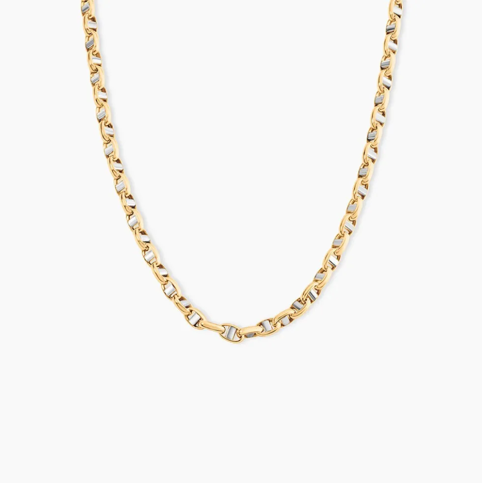 Collier Carlo Or Bicolore Maille Marine Ronde