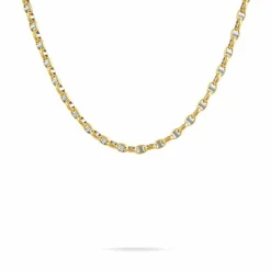 Collier Carlo Or Bicolore Maille Marine Ronde