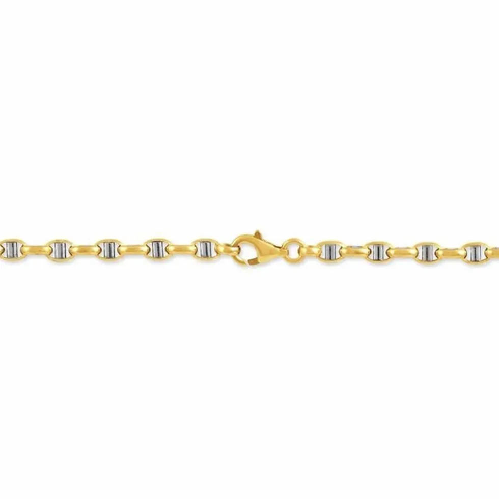 Collier Carlo Or Bicolore Maille Marine Ronde