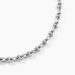 Collier Carrus Maille Grain De Cafe Argent Blanc
