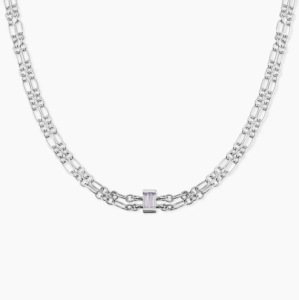 Collier Chanelle Argent Blanc Oxyde De Zirconium