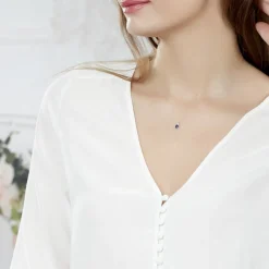 Collier Charmante Or Blanc Saphir Et Diamant