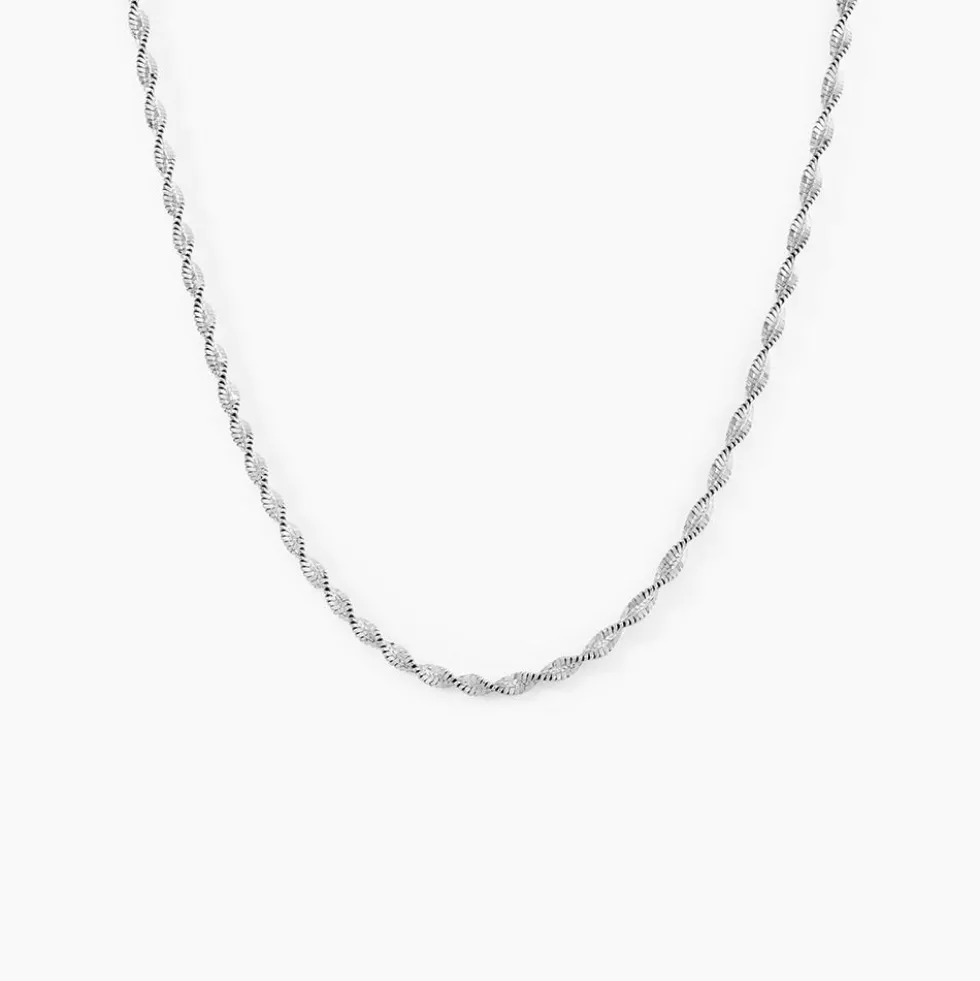 Collier Ciana Torsade Diamante Argent Blanc