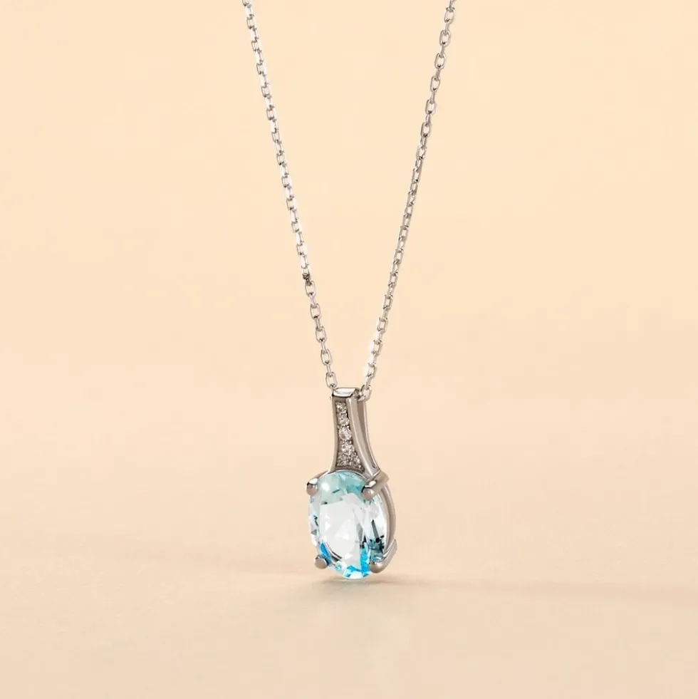 Collier Cindy Or Blanc Topaze Oxyde De Zirconium