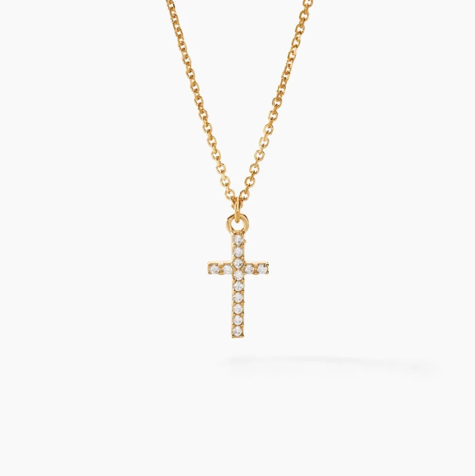 Collier Cobeia Croix Maille Forçat Or Jaune Oxyde De Zirconium
