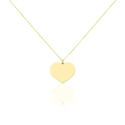 Collier Coeur Gravable Or Jaune