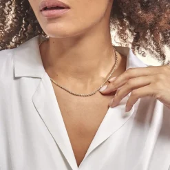 Collier Cordelia Maille Corde Et Venitienne Or Bicolore