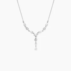 Collier Cravate Argent Blanc Benedito Oxydes De Zirconium