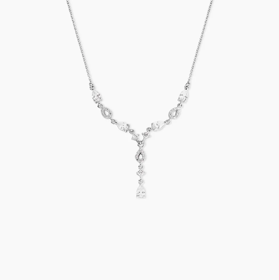 Collier Cravate Argent Blanc Benedito Oxydes De Zirconium